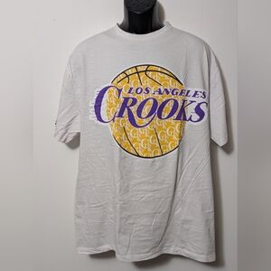 Men's Crooks & Castles Los Angeles Crooks Lakers Style Tee Shirt White Size XL